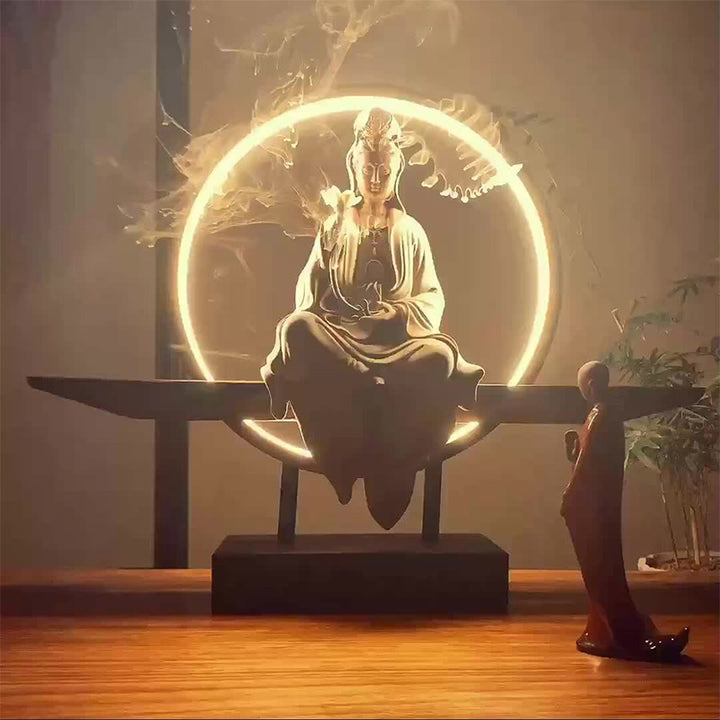 Buddha Stones Budda Awalokiteśwara Ceramiczny Lotos Relaksacyjny Kadzielnica Dekoracja - image 1