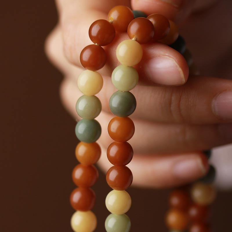 Buddha Stones Bransoletka z harmonijnego naszyjnika Bodhi Seed Mala Wisdom