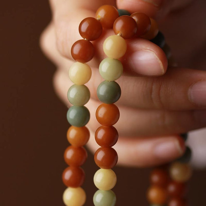 Buddha Stones Bransoletka z harmonijnego naszyjnika Bodhi Seed Mala Wisdom