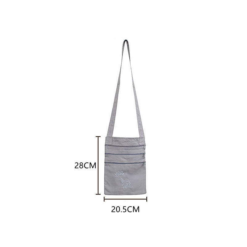 Spiritual Mind Practice Lotus Haftowana bawełniana torba na ramię Torba typu crossbody