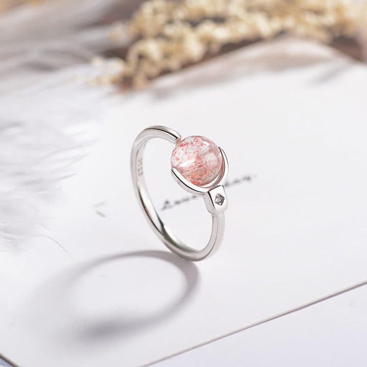 Pierścień obrotowy Buddha Stones Pink Crystal Soothing - Różowy kryształ - image 0