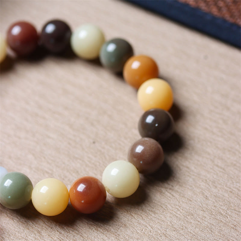Buddha Stones Naturalne Wielokolorowe Gradientowe Nasiona Bodhi Liuli Szklana Bransoletka z Urokiem Pokoju