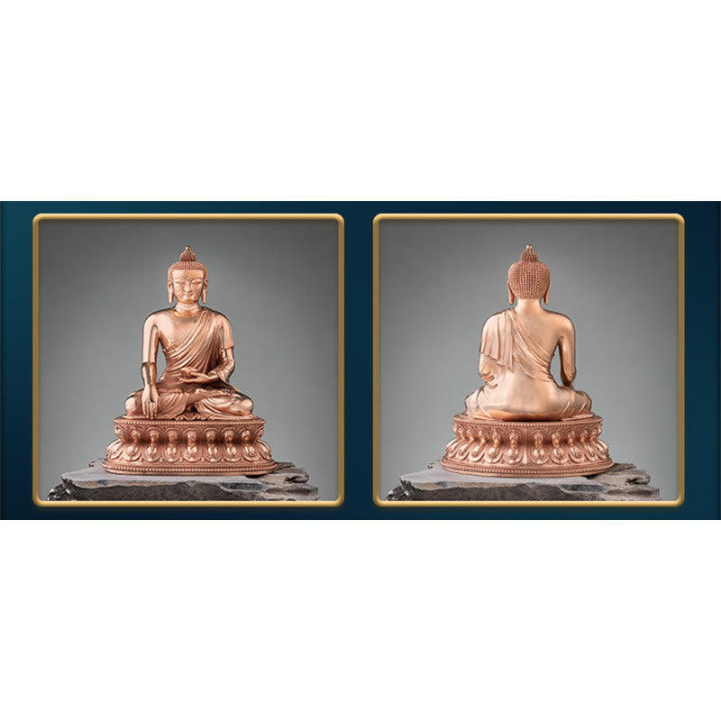 Figurka Buddy Gautama Shakyamuni Spokój Miedziana Statua Dekoracja Domu - image 14