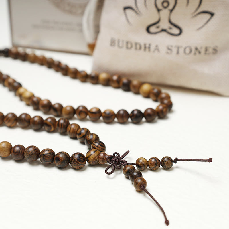 Buddha Stones 108 Mala Koraliki Bransoletka Modlitwa Medytacja Sandałowiec Elastyczny