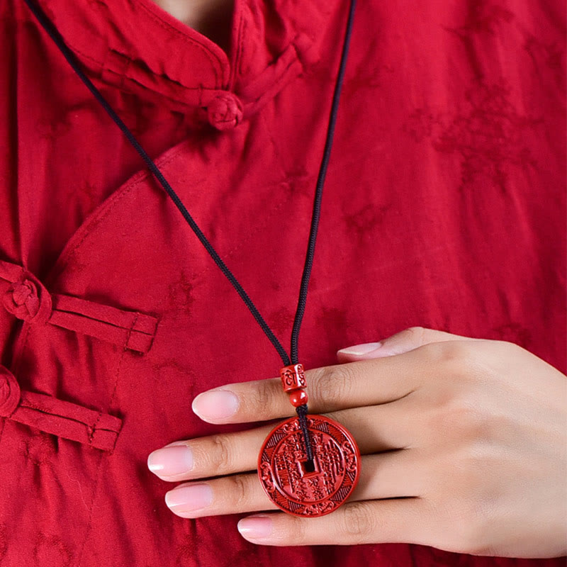 Buddha Stones Naturalne Duchy Górskie Cinnabar Wydaj Pieniądze Bagua Błogosławieństwo Naszyjnik Wisiorek Brelok