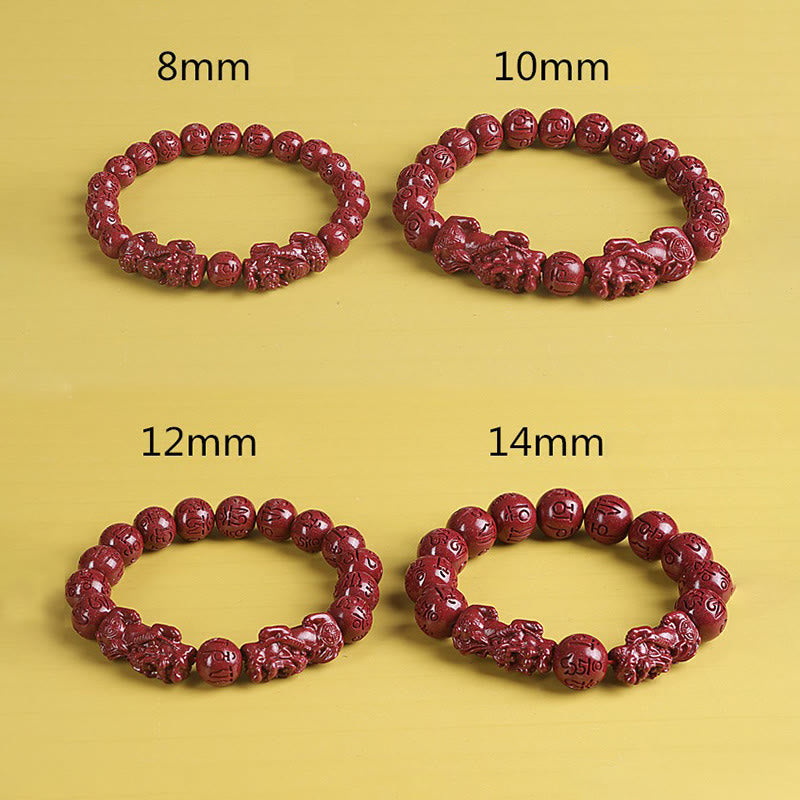 Buddha Stones Naturalne Podwójne PiXiu Cinnabar Om Mani Padme Hum Bogactwo Szczęście Koralikowa Bransoletka