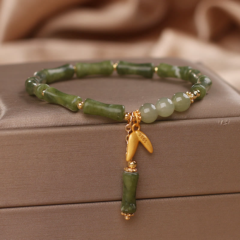 Bransoletka z motywem liści jadeitu i Buddha Stones, bogactwo i szczęście