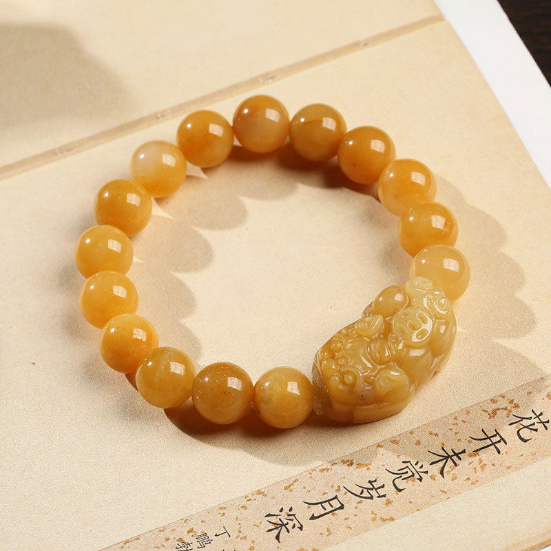 Bransoletka z Buddha Stones, złotego jedwabiu i jadeitu PiXiu Wealth