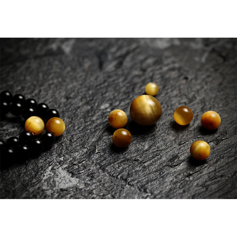 Buddha Stones Tybetańskie 108 Mala Koraliki Czarny Onyks Tygrysie Oko Dziewięć Pałaców Bransoletka Ochronna Bagua