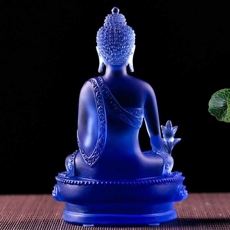 Buddha Stones Medycyna Budda Ręcznie Robiony Kryształ Liuli Dzieło Sztuki Współczucia Statua Ofiarowania Dekoracji Domu Biuro - image 4