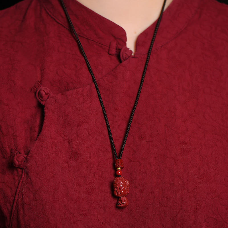Buddha Stones Chiński Zodiak Natal Budda Naturalny Cynober Amulet Trzymający Z Daleka Złe Duchy Naszyjnik Wisiorek