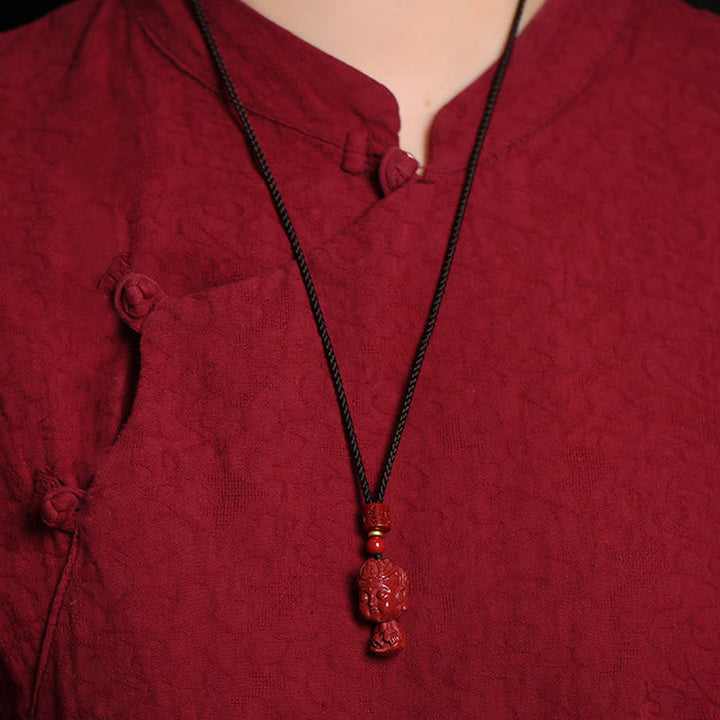 Buddha Stones Chiński Zodiak Natal Budda Naturalny Cynober Amulet Trzymający Z Daleka Złe Duchy Naszyjnik Wisiorek