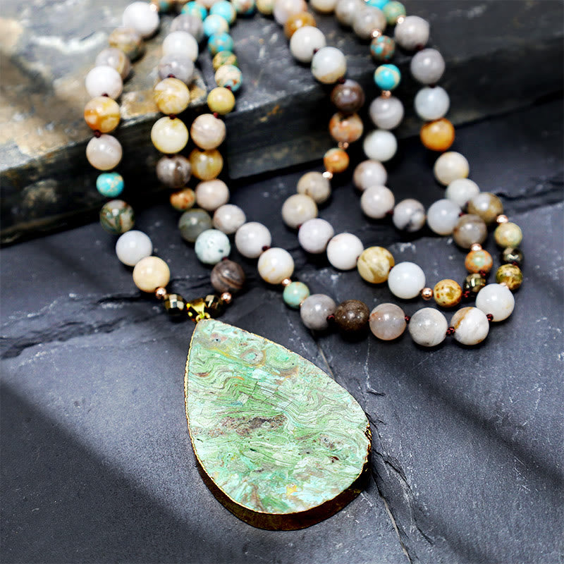 Buddha Stones Naturalny Ocean Picasso Jasper Koralikowy Naszyjnik Uzdrawiający