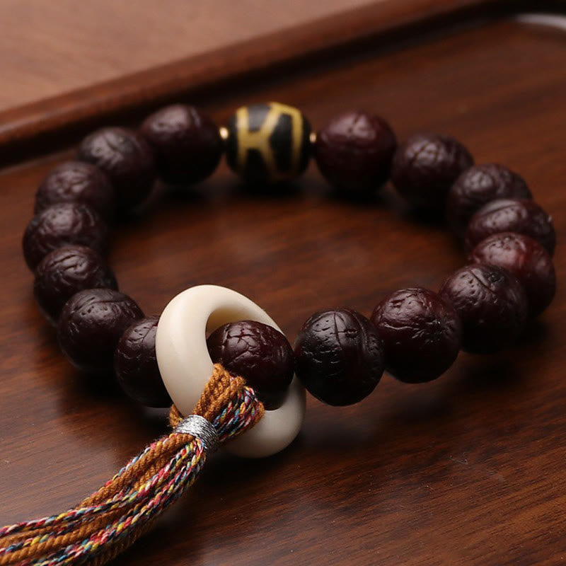 Buddha Stones Tybetańskie Nasiona Bodhi Agat Koralik Szczęście Bogactwo Tassel Charm Nadgarstek Mala