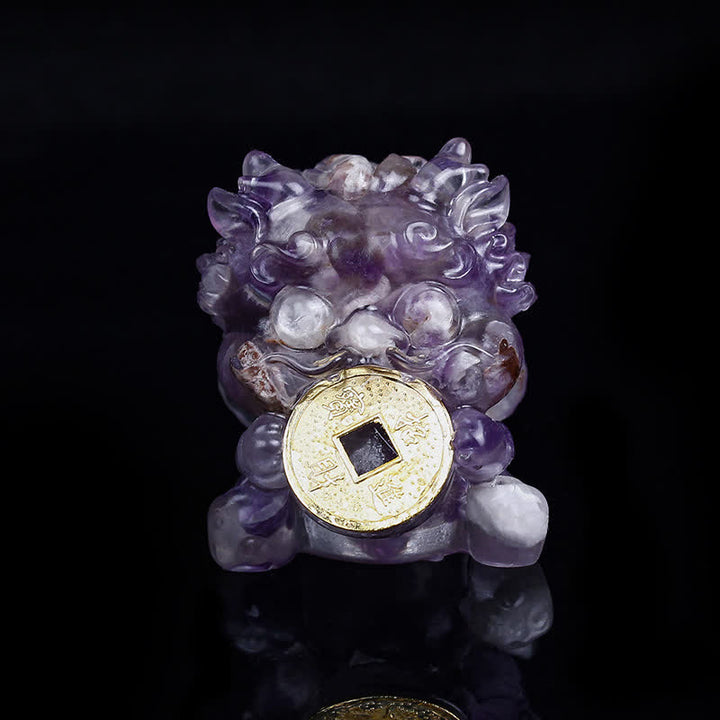 Buddha Stones Ręcznie Robione Słodkie PiXiu Złota Moneta Kryształ Fengshui Energia Bogactwo Fortuna Dekoracja Domu - ametyst - image 18