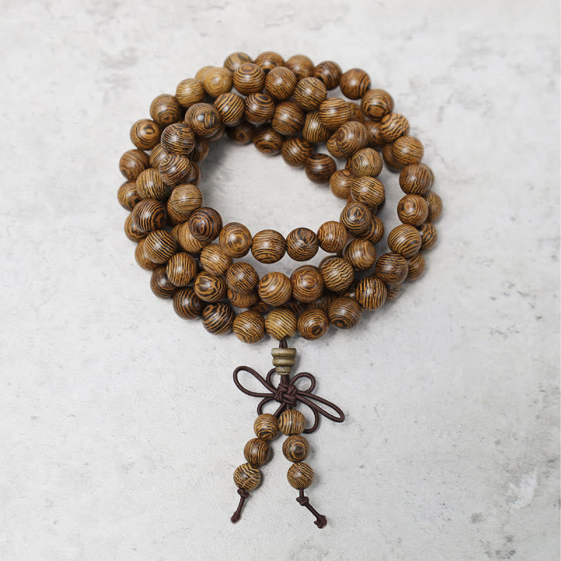 Buddha Stones 108 Mala Koraliki Bransoletka Modlitwa Medytacja Sandałowiec Elastyczny - Drewno wenge - image 13