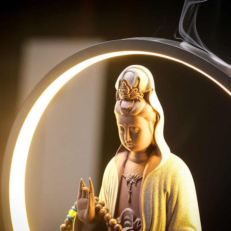 Buddha Stones Budda Awalokiteśwara Ceramiczny Lotos Relaksacyjny Kadzielnica Dekoracja - image 13