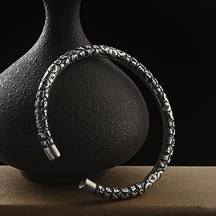 Bransoletka z Buddha Stones Tybetański grawerunek Biała miedź Szczęście