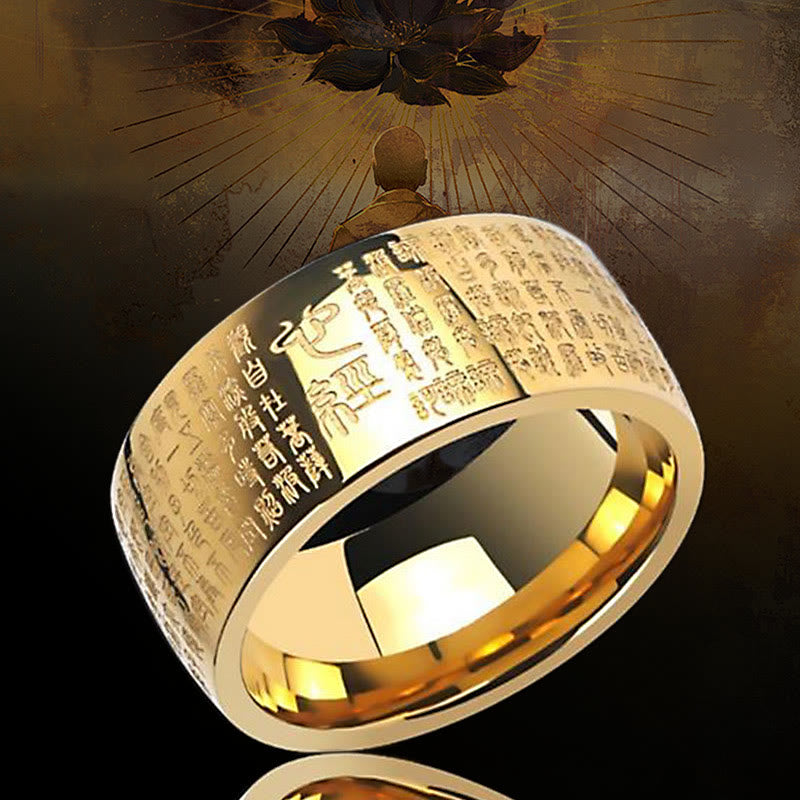 Buddha Stones FengShui Buddyzm Starożytny Sutra Serca Pierścień Szczęścia - image 1