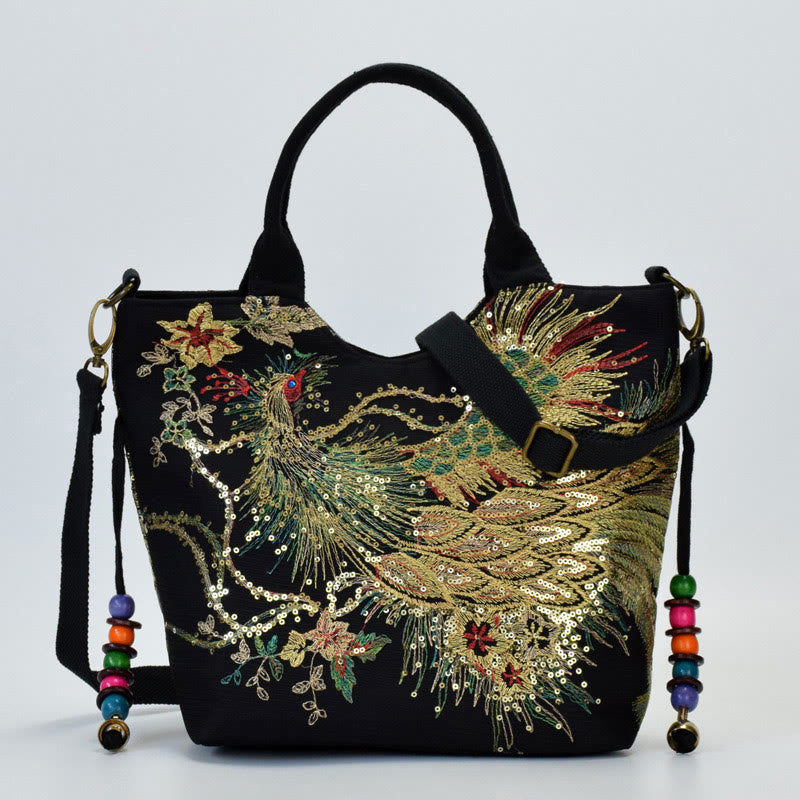 Buddha Stones Paw Dwustronna Haftowana Torba Tote Torba na Ramię Torba Crossbody