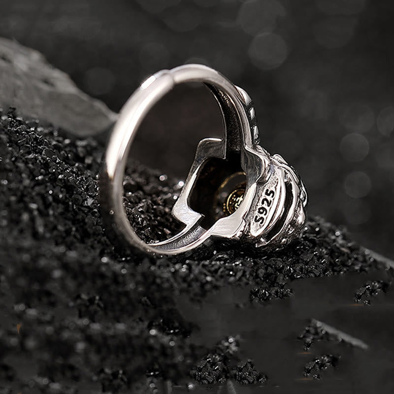 Buddha Stones 925 Srebro Sterlingowe PiXiu Miedziana Moneta Bogactwo Regulowany Pierścień - image 3