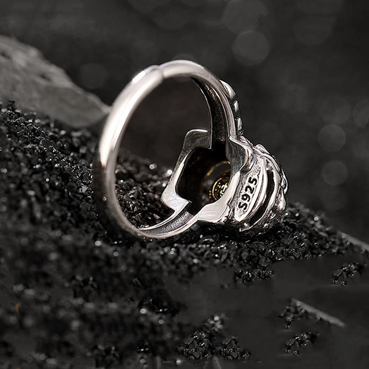 Buddha Stones 925 Srebro Sterlingowe PiXiu Miedziana Moneta Bogactwo Regulowany Pierścień - image 3