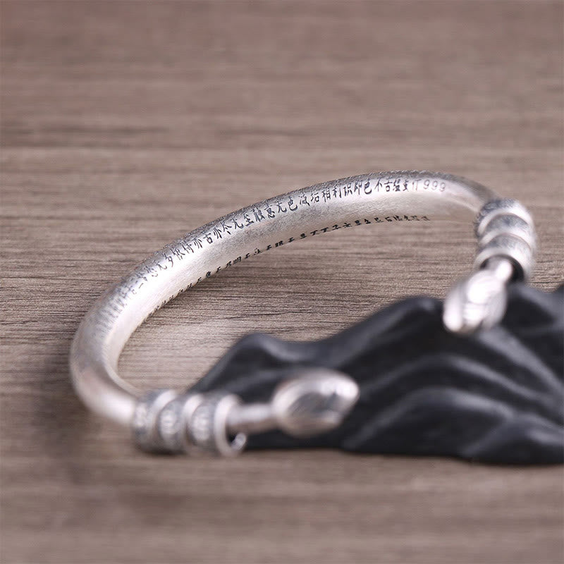 Buddha Stones 999 Srebro Sterlingowe Sutra Serca Om Mani Padme Hum Grawerowana Bransoletka Czystości Pokoju - image 3