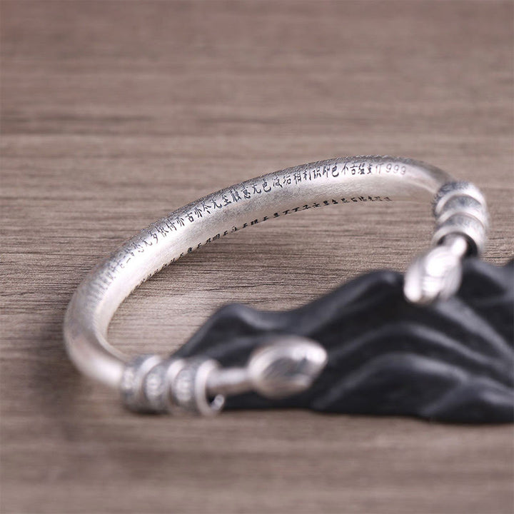 Buddha Stones 999 Srebro Sterlingowe Sutra Serca Om Mani Padme Hum Grawerowana Bransoletka Czystości Pokoju - image 3