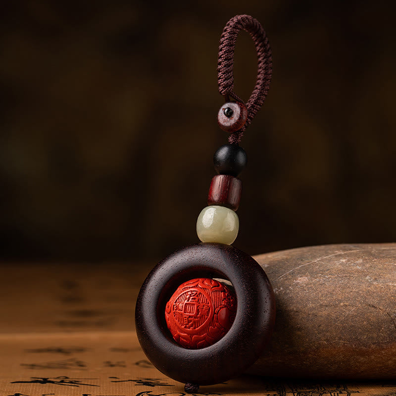Buddha Stones Tybet Om Mani Padme Hum PiXiu Miedziana Moneta Mały Liść Czerwony Sandałowiec Cynober Ochrona Brelok