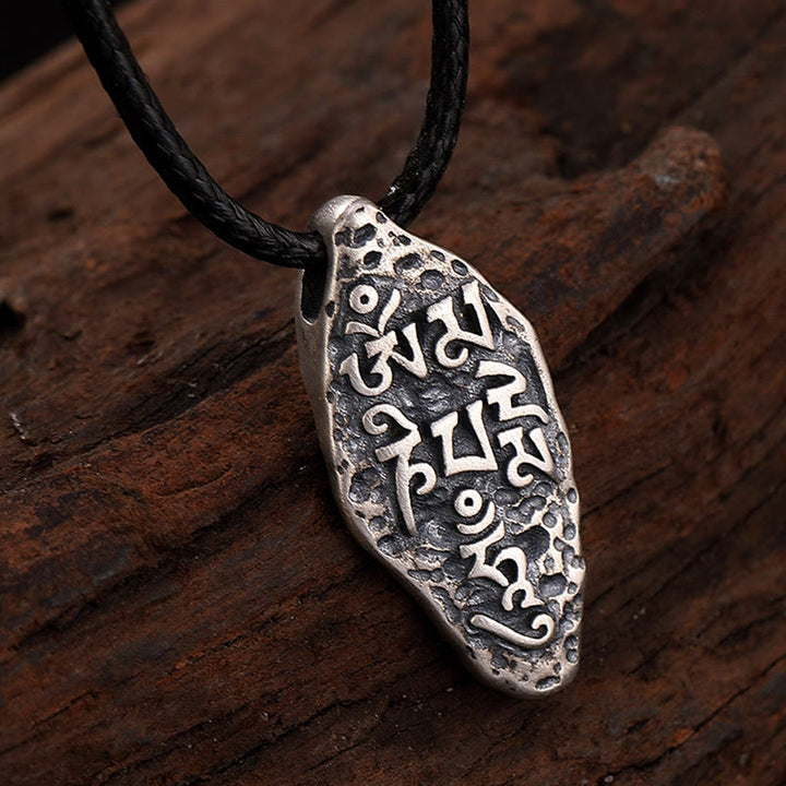 Buddha Stones Tybetańskie 925 Srebro Sterlingowe Om Mani Padme Hum Dorje Vajra Grawerowany Naszyjnik Siła Wisiorek - image 4