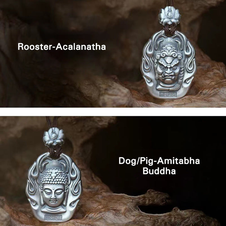Buddha Stones Chiński Zodiak Natal Budda Om Mani Padme Hum Lotus Współczucie Naszyjnik Wisiorek - image 24