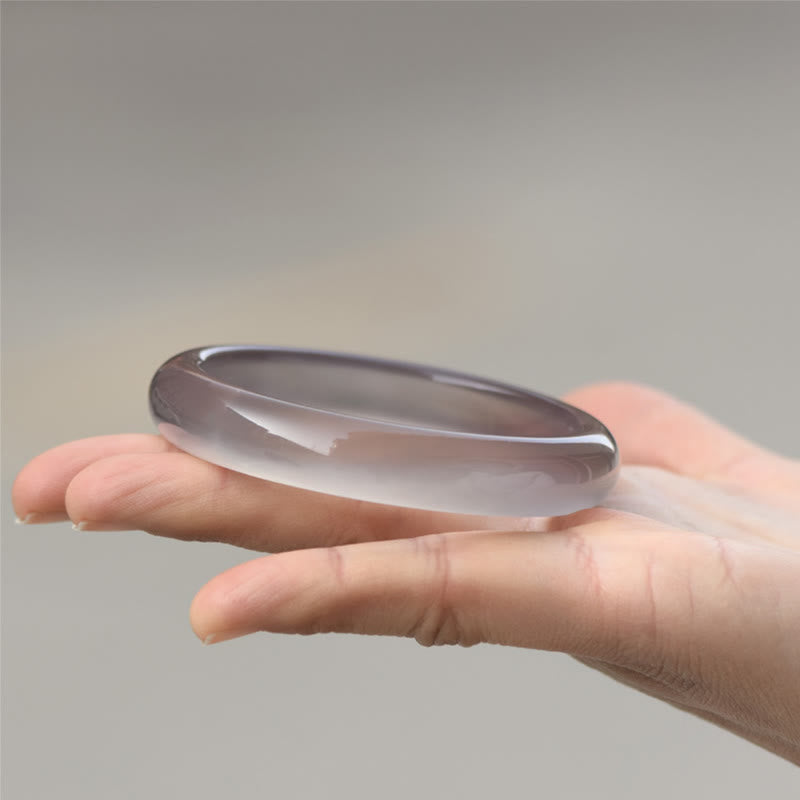 Bransoletka Buddha Stones Naturalny Szary Chalcedon Harmonia Bangle - 62-63 mm - image 1