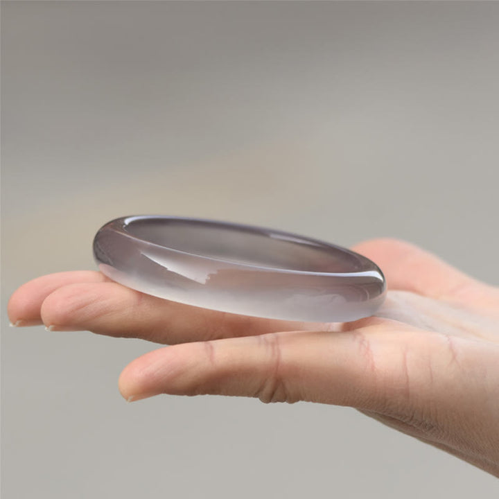 Bransoletka Buddha Stones Naturalny Szary Chalcedon Harmonia Bangle - 62-63 mm - image 1