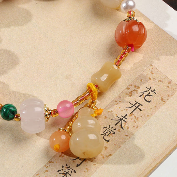 Naturalne złote kryształy jedwabiu jadeitu z dyni PiXiu Pumpkin Beads Wealth Charm Bransoletka
