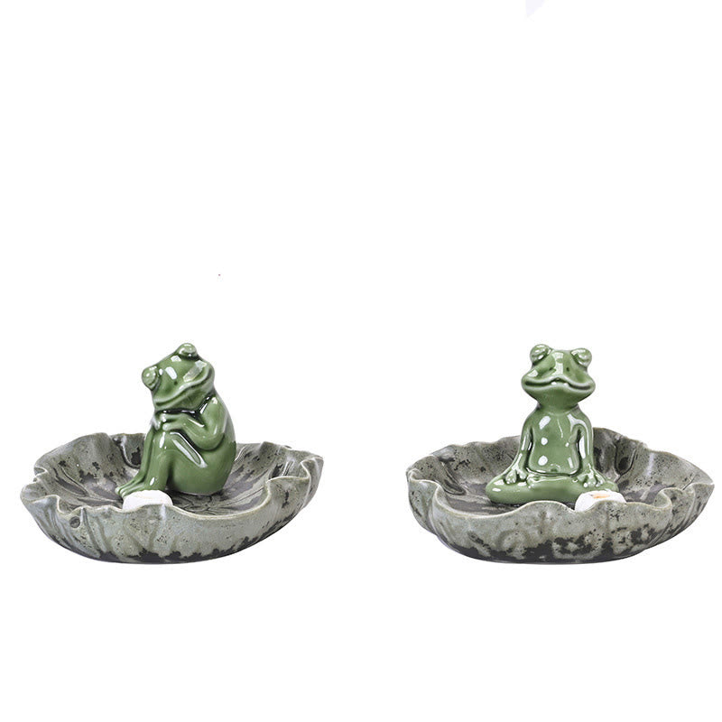 Buddha Stones Liść Medytacja Żaba Wzór Uzdrawiający Ceramiczny Kadzielnica Dekoracja
