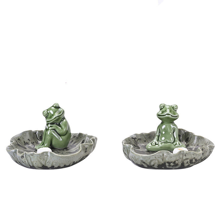 Buddha Stones Liść Medytacja Żaba Wzór Uzdrawiający Ceramiczny Kadzielnica Dekoracja