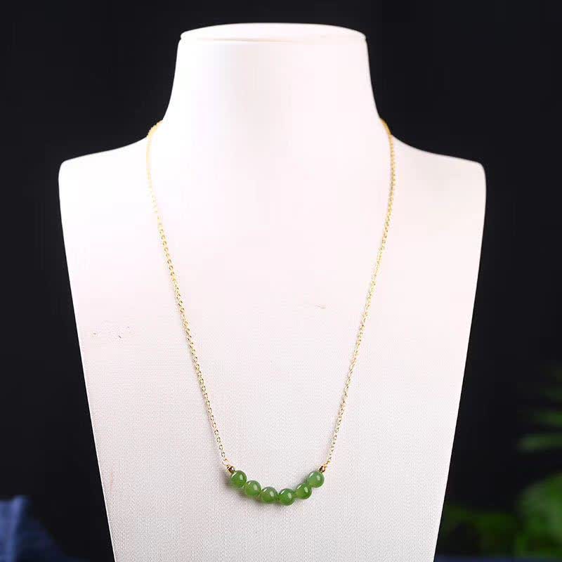 Naszyjnik z koralików Hetian Cyan Jade wykonany ze złota 14k