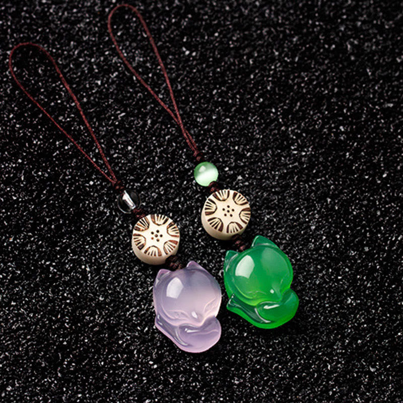 Naturalny Chalcedon Fox Harmony Telefon Wiszący Dekoracja