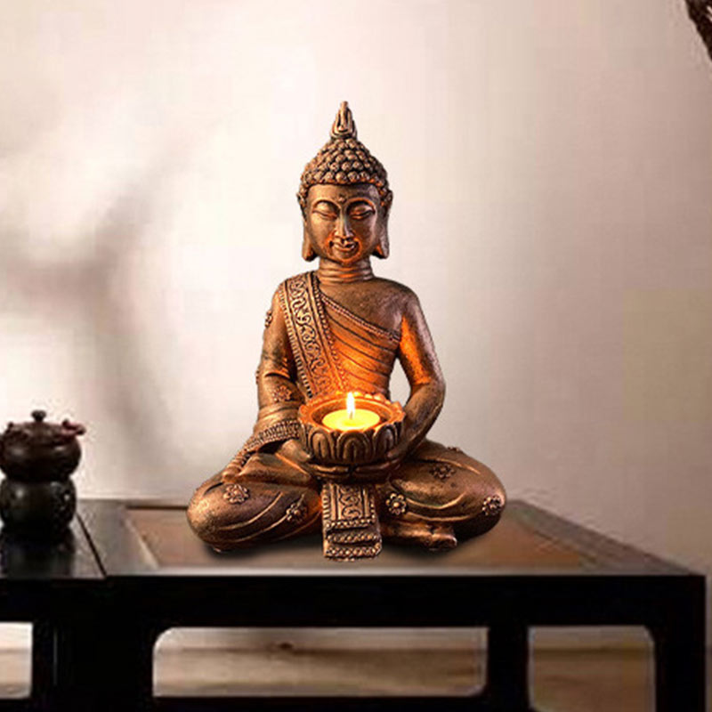 Buddha Stones Tybetański Błogosławieństwo Buddy Dekoracja Świecznik - image 2
