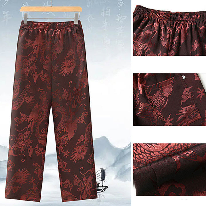 Buddha Stones Tang Suit Mężczyźni Hanfu Chiński Smok Tradycyjne Ubrania Kung Fu Koszula Jednolity Długi Rękaw Płaszcz Bluzki i Spodnie Odzież Męska Zestaw - image 12