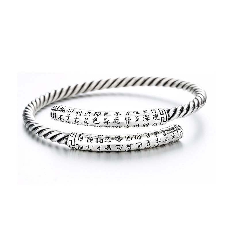 Buddha Stones Retro Sutra Serca Skręcony Wzór Wzór Równowagi Bransoletka Bangle