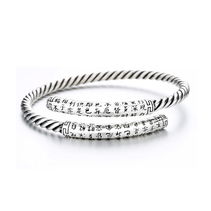 Buddha Stones Retro Sutra Serca Skręcony Wzór Wzór Równowagi Bransoletka Bangle