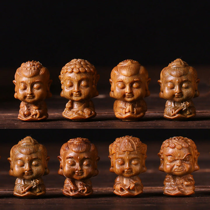 Chiński Zodiak Natal Budda Zielony Sandałowiec Lotos Grawerowany Pozytywny Dekoracja Domu
