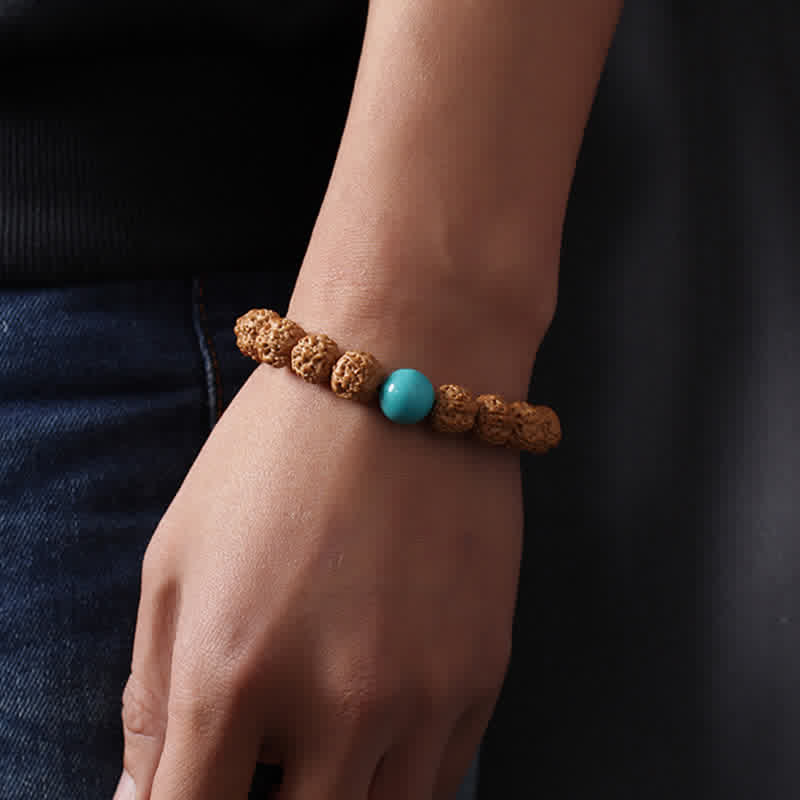 Buddha Stones Tybet Rudraksha Bodhi Nasiona Dzi Koralik Bursztyn Turkus Bransoletka Bogactwo