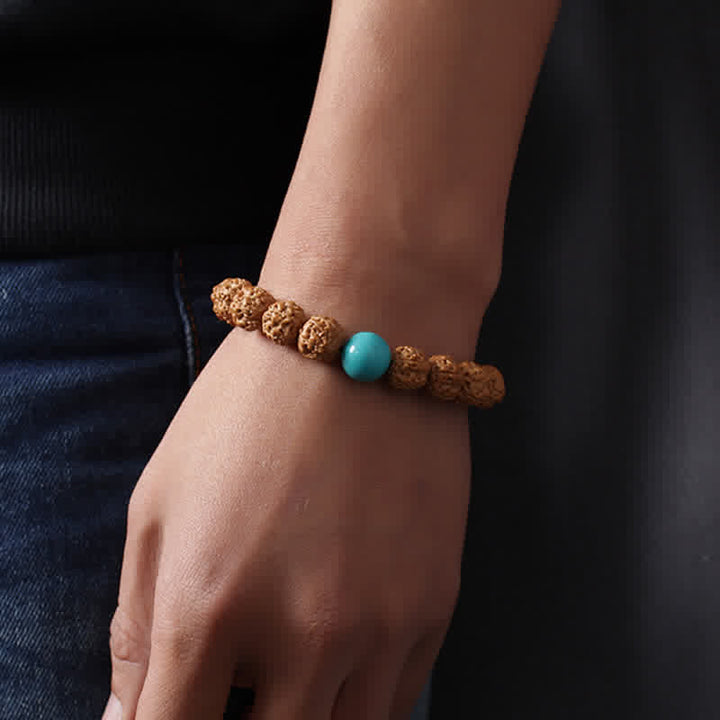 Buddha Stones Tybet Rudraksha Bodhi Nasiona Dzi Koralik Bursztyn Turkus Bransoletka Bogactwo