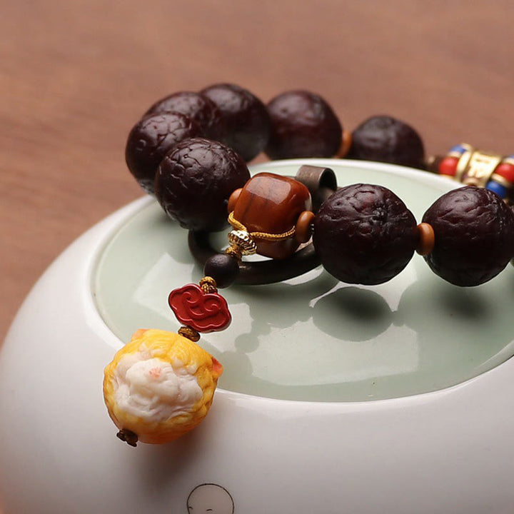 Buddha Stones Tybetańskie Nasiona Bodhi Agat Koralik Szczęście Bogactwo Tassel Charm Nadgarstek Mala