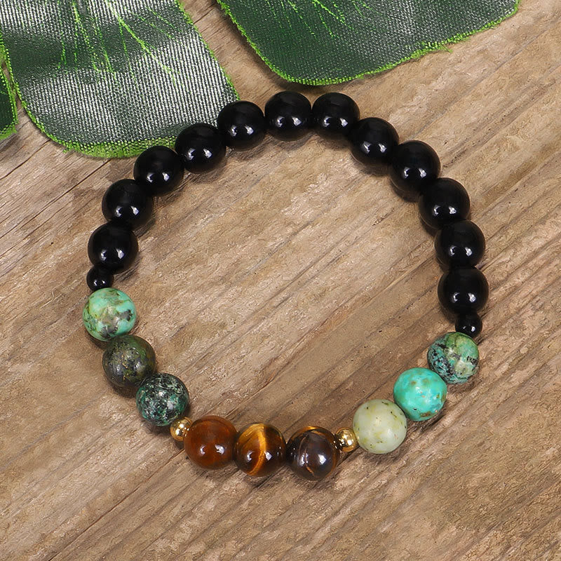 Buddha Stones 108 Koraliki Mala Naturalny Kamień Tygrysie Oko Turkus Ochrona Siła Bransoletka Naszyjnik
