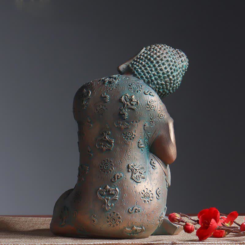 Buddha Stones Tybetański Medytujący Budda Spokój Żywica Dekoracja Statuetki