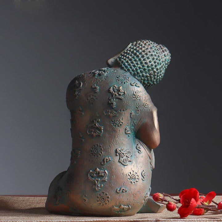 Buddha Stones Tybetański Medytujący Budda Spokój Żywica Dekoracja Statuetki