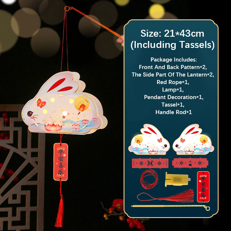 Buddha Stones DIY Powodzenia Uroczy Królik Papierowy Lampion Lampion Dekoracja Latarni Festiwalu Środka Jesieni